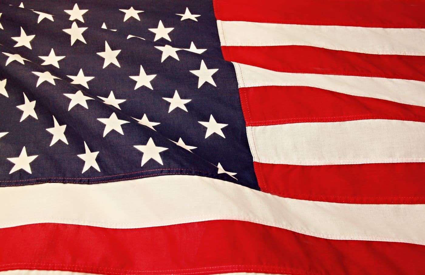 American flag in warm light